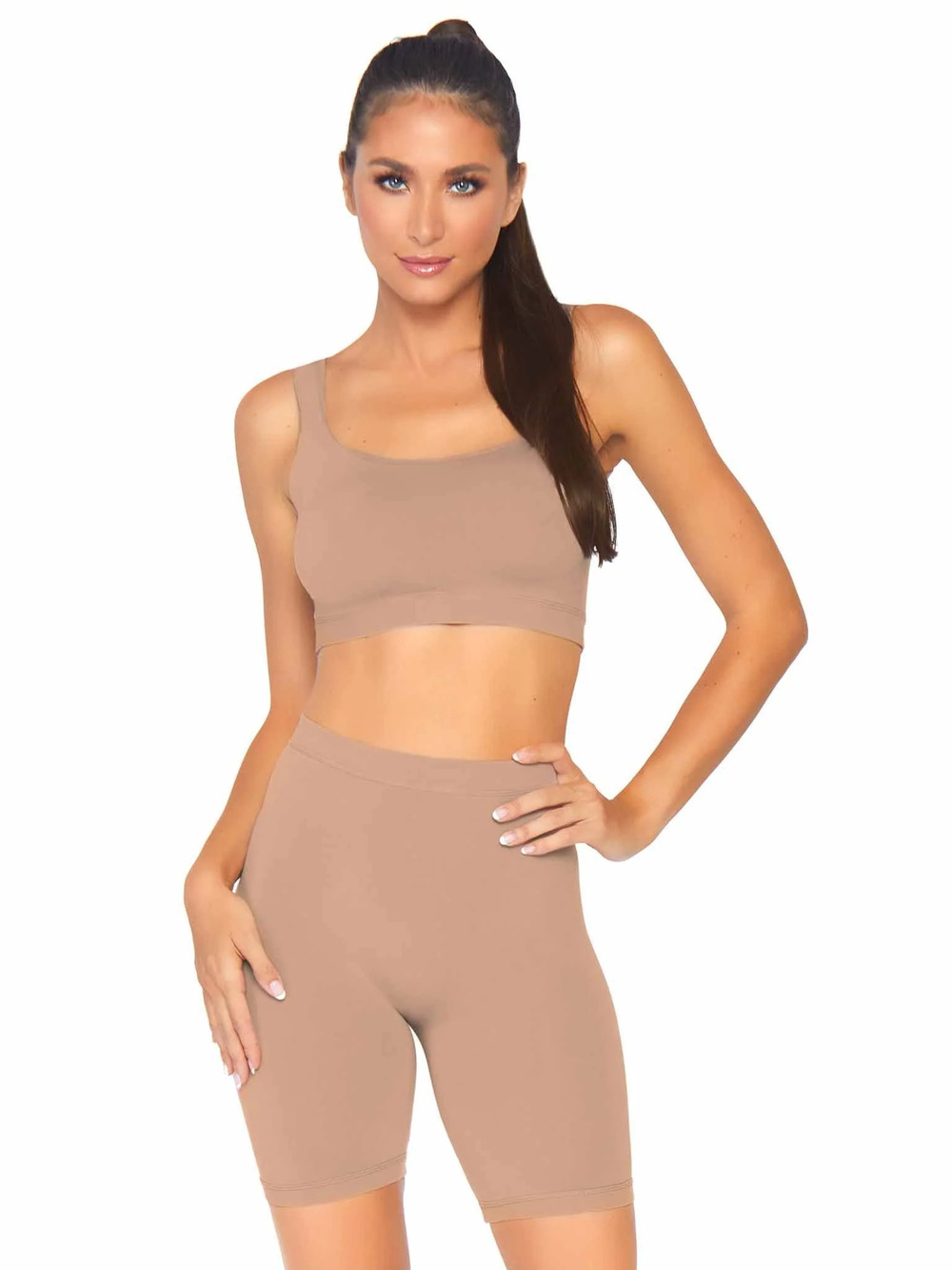 leg Avenue - Naked Base Bike Short Set - BEIGE